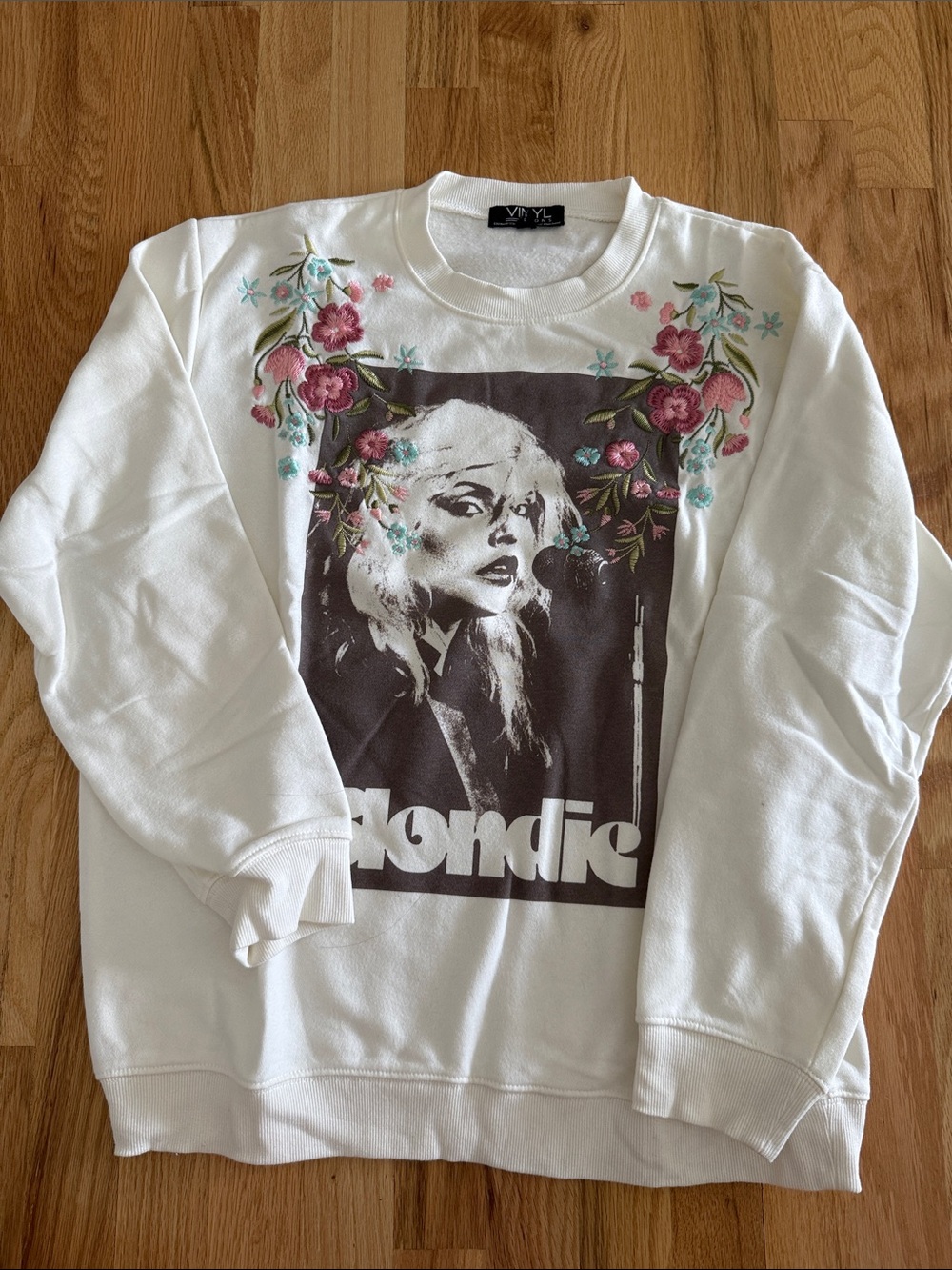 Blondie Floral Graphic Crew Sweatshirt - White